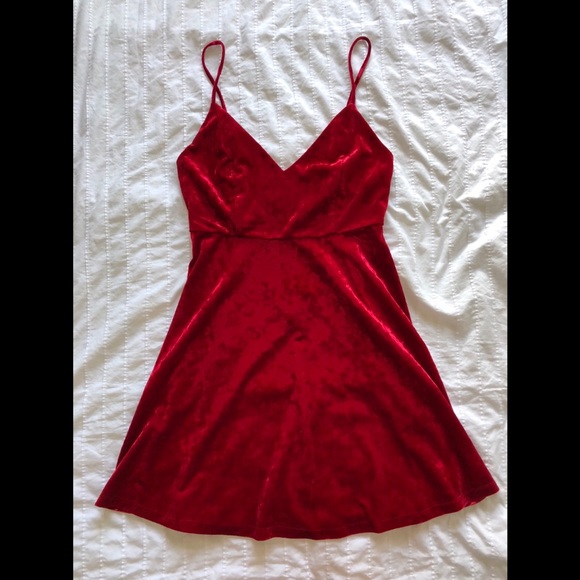 red velvet cami dress